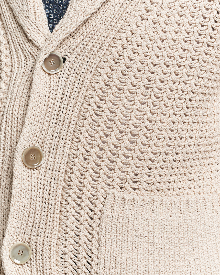 Herre | Trøjer | Brioni | Cotton/Wool Shawl Cardigan Light Beige
