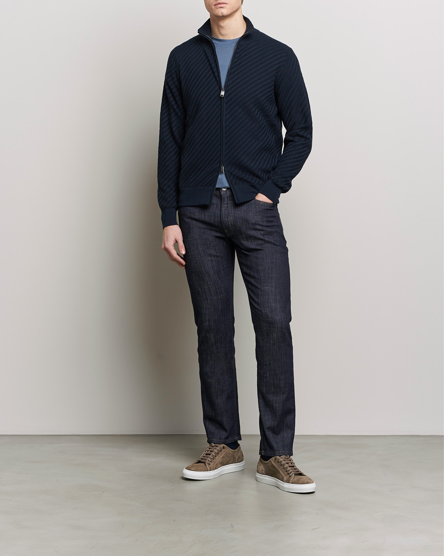 Herre | Trøjer | Brioni | Cashmere/Silk Blend Full Zip Navy