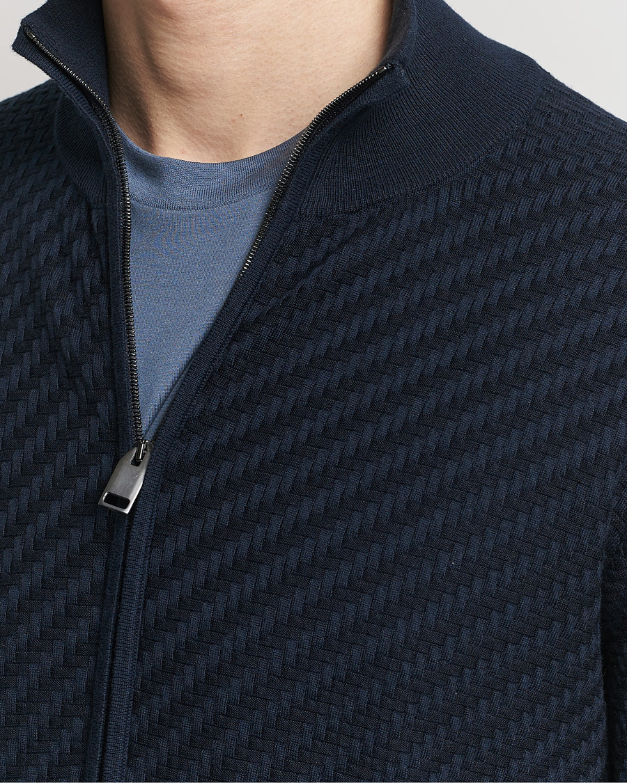Herre | Trøjer | Brioni | Cashmere/Silk Blend Full Zip Navy