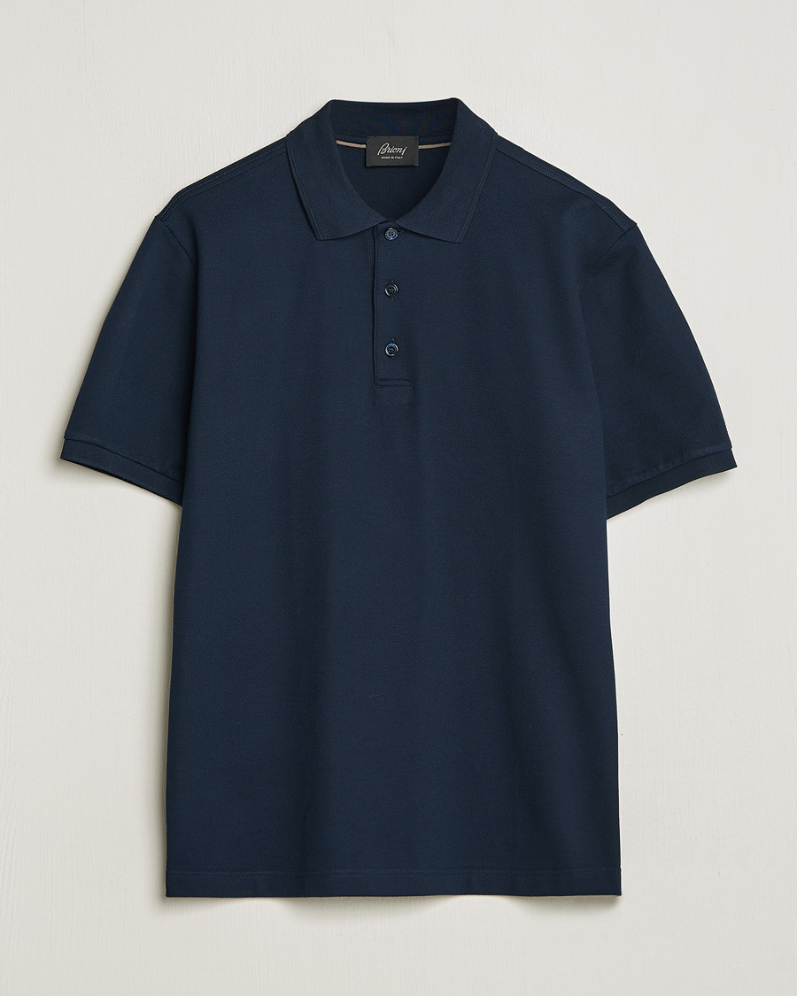 Herre | Polotrøjer | Brioni | Cotton Pique Short Sleeve Polo Navy