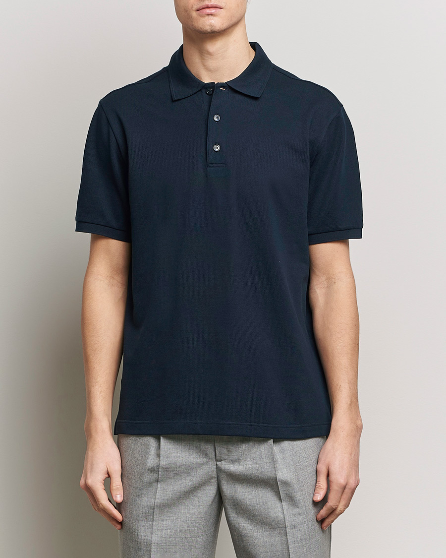 Herre | Polotrøjer | Brioni | Cotton Pique Short Sleeve Polo Navy