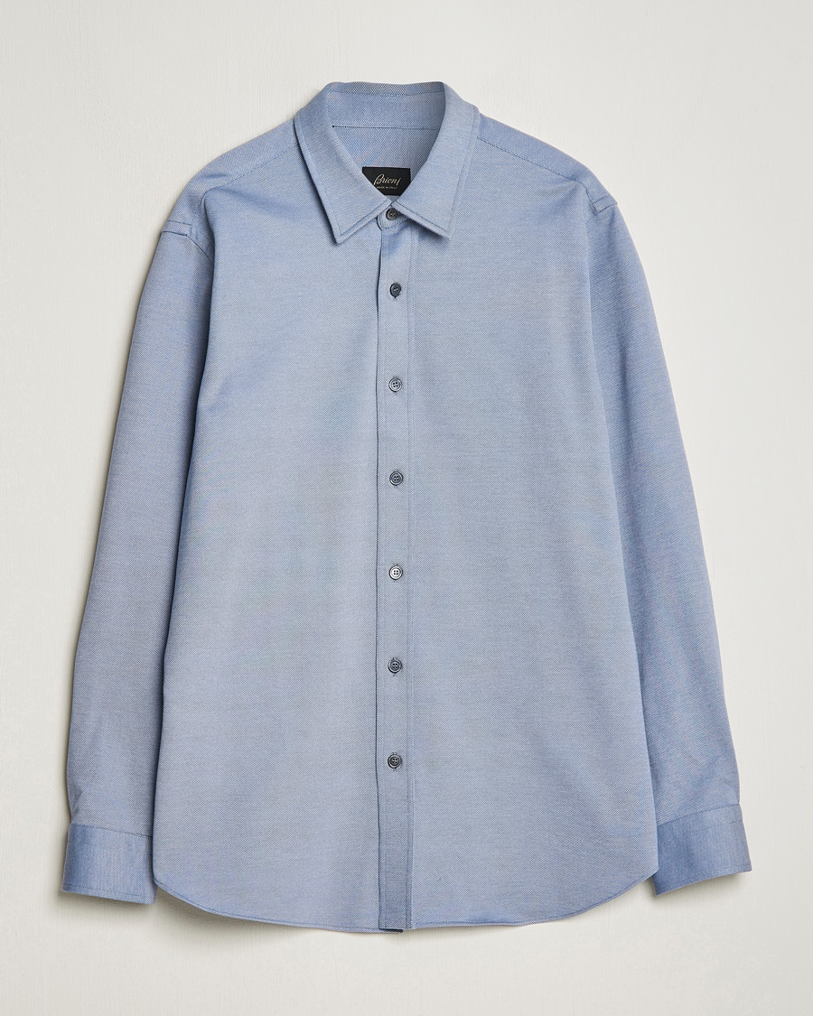 Herre | Skjorter | Brioni | Slim Fit Piquet Shirt Oxford Blue
