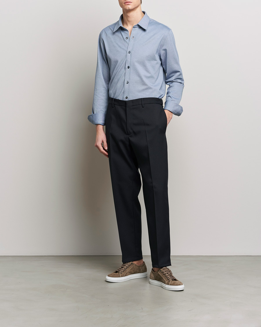Herre | Skjorter | Brioni | Slim Fit Piquet Shirt Oxford Blue