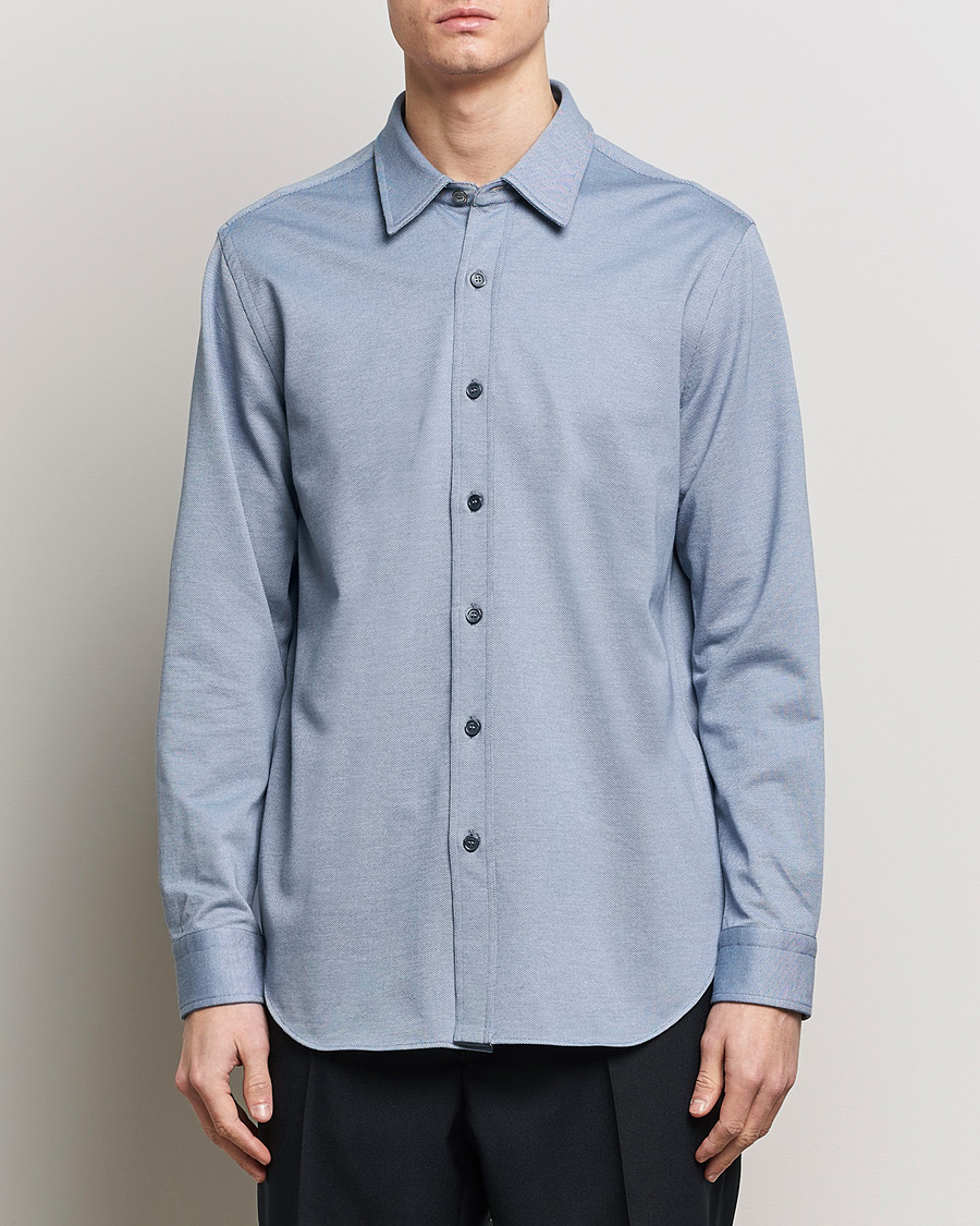 Herre | Casual | Brioni | Slim Fit Piquet Shirt Oxford Blue