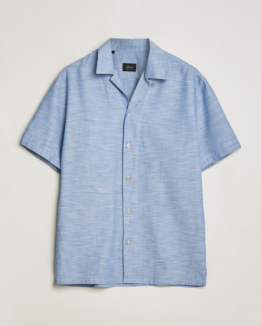 Herre | Skjorter | Brioni | Cotton Cuban Shirt Light Blue