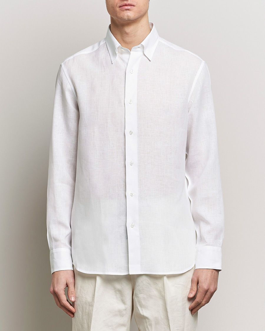 Herre | Quiet Luxury | Brioni | Linen Sport Shirt White