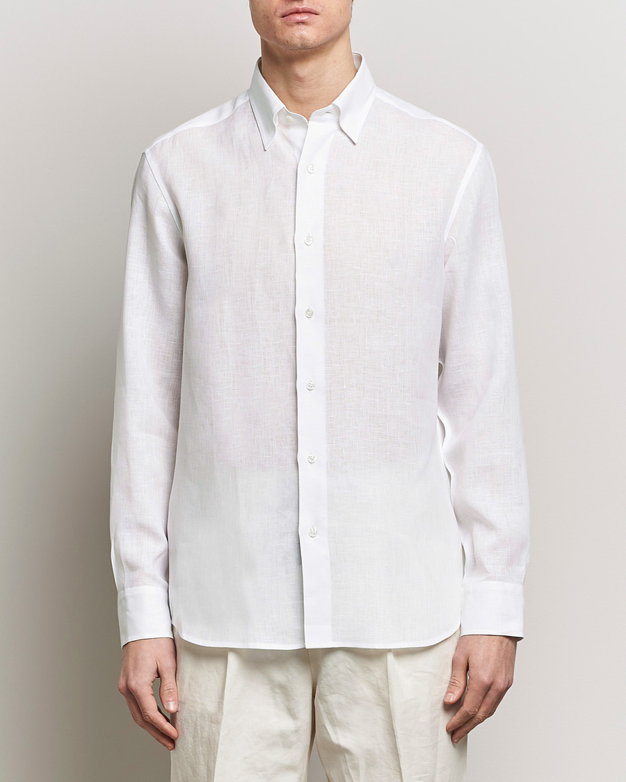 Herre | Italian Department | Brioni | Linen Sport Shirt White