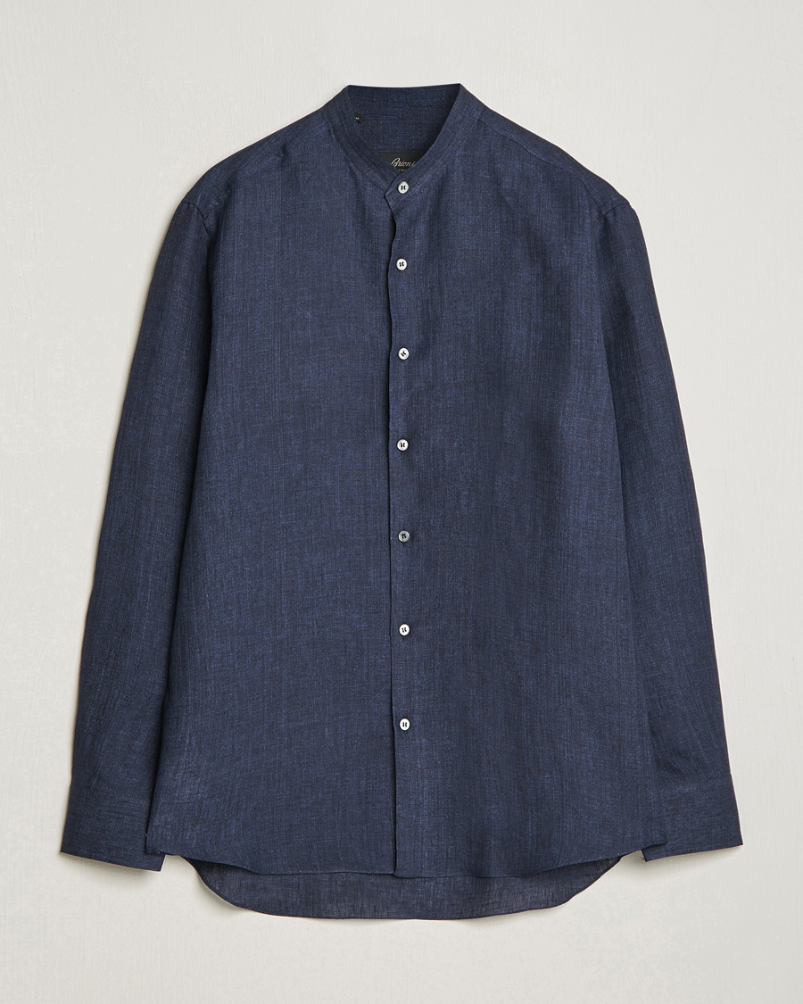 Herre | Skjorter | Brioni | Linen Guru Collar Shirt Navy