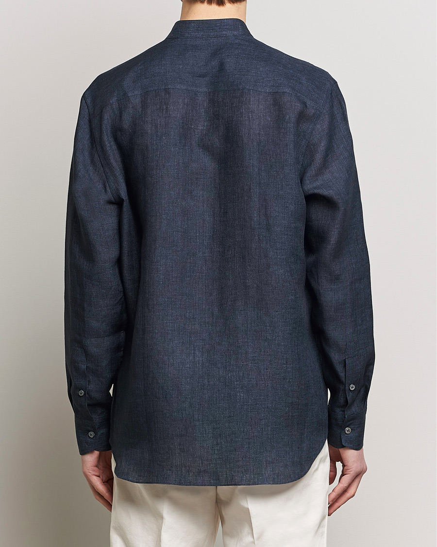 Herre | Skjorter | Brioni | Linen Guru Collar Shirt Navy