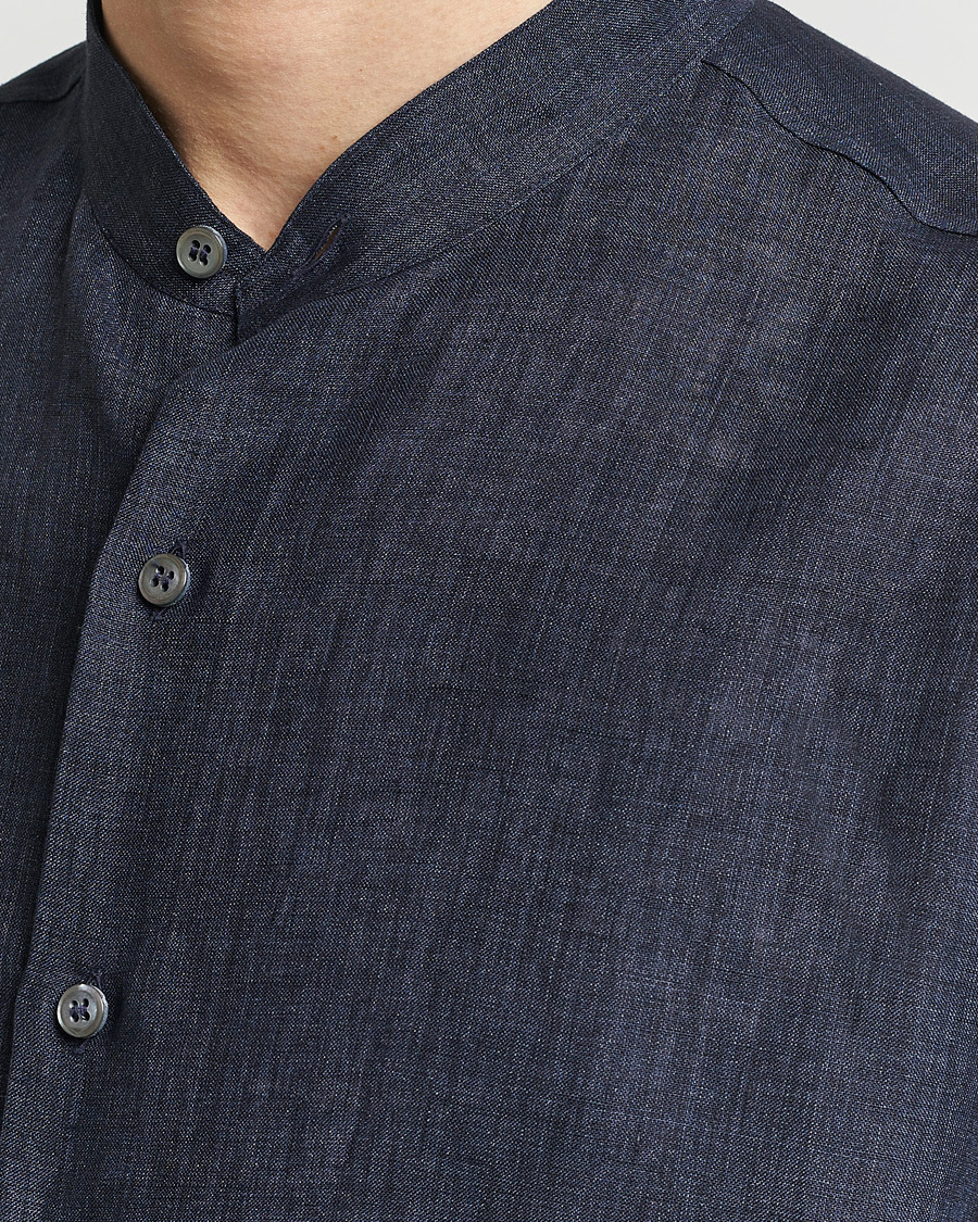 Herre | Skjorter | Brioni | Linen Guru Collar Shirt Navy