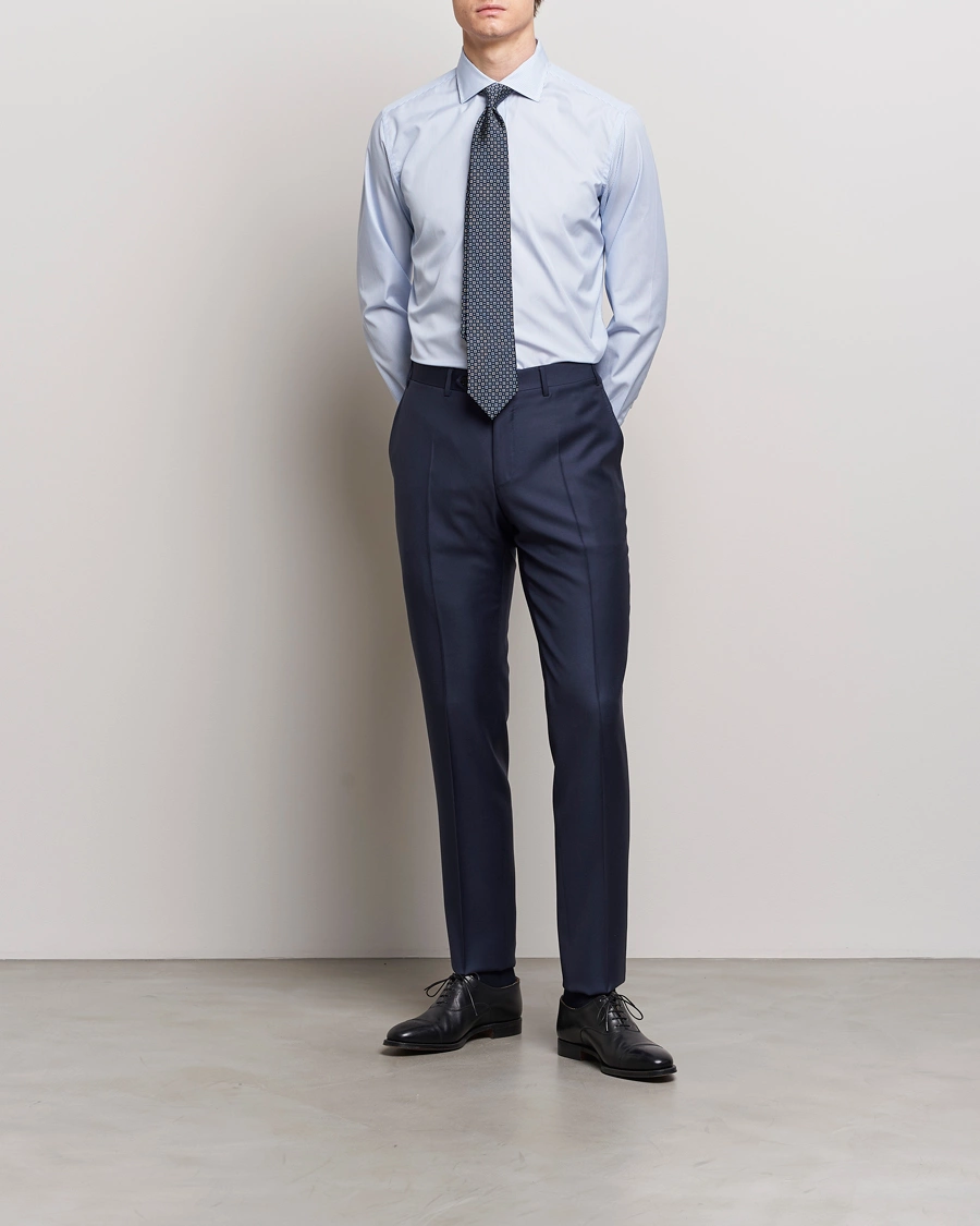 Herre | Businesskjorter | Brioni | Slim Fit Dress Shirt Light Blue Stripe