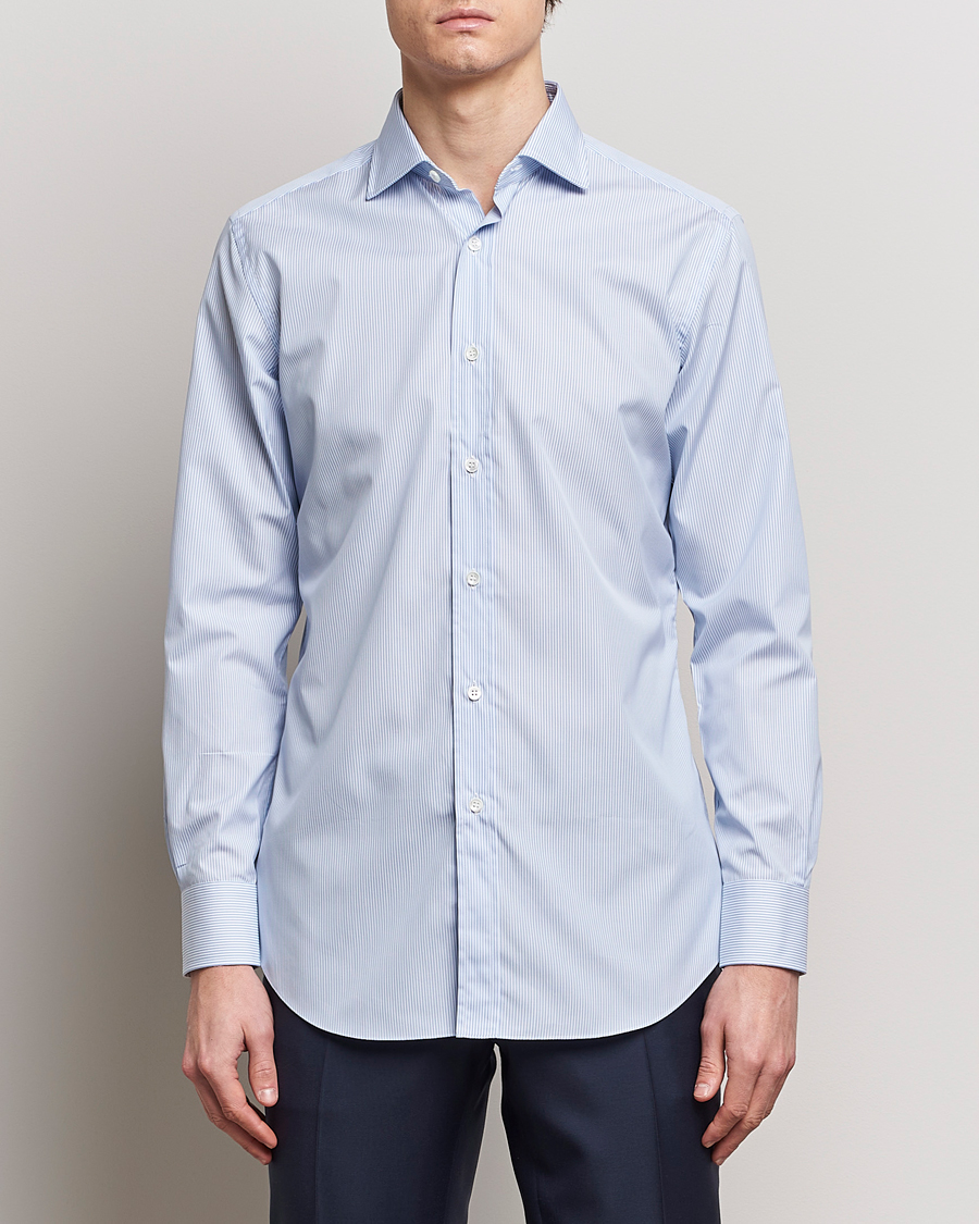 Herre | Tøj | Brioni | Slim Fit Dress Shirt Light Blue Stripe