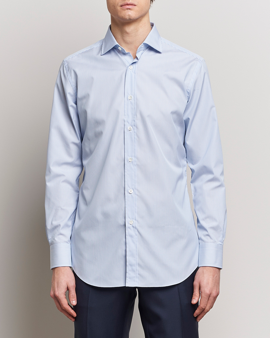 Herre |  | Brioni | Slim Fit Dress Shirt Light Blue Stripe