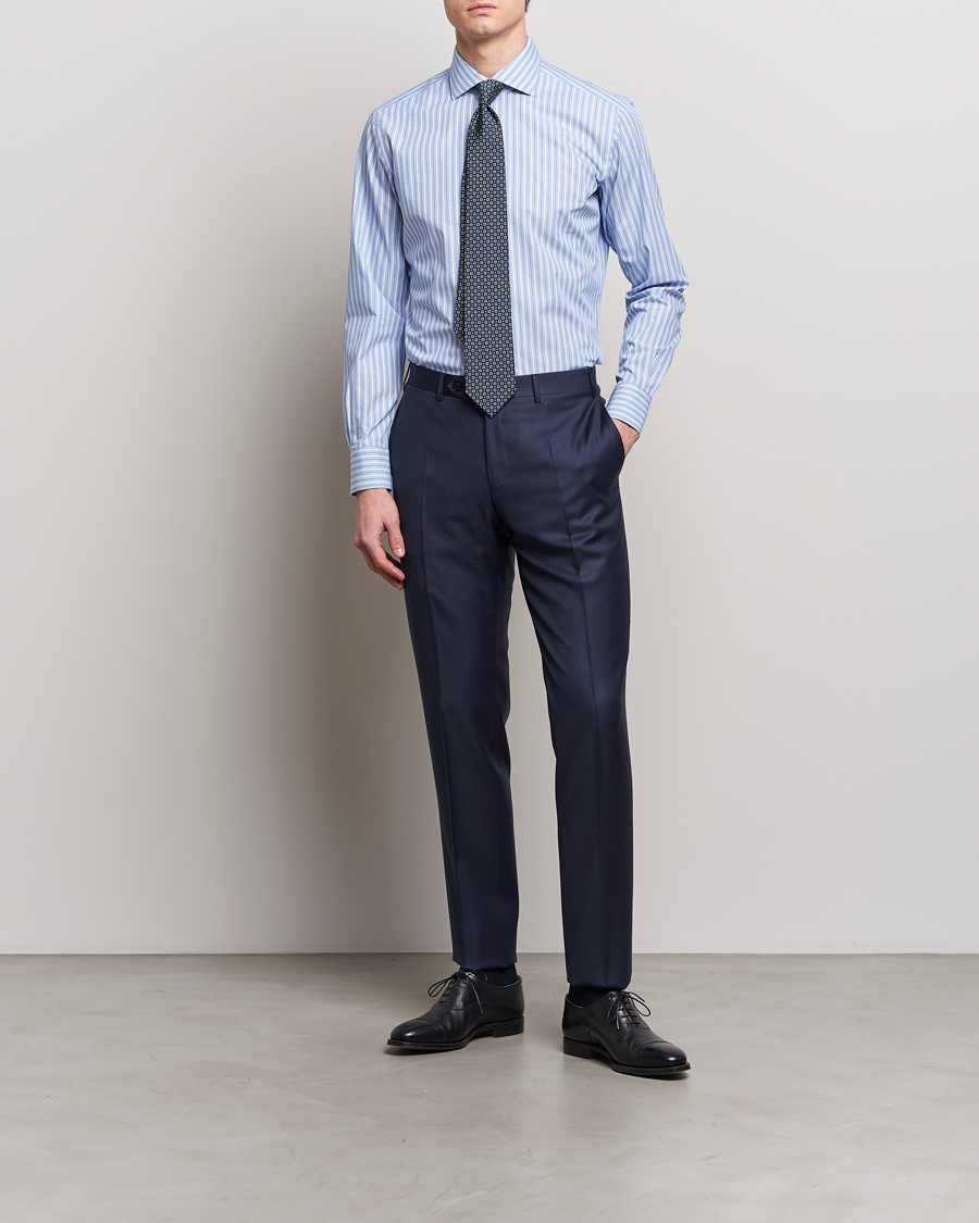 Herre | Businesskjorter | Brioni | Slim Fit Dress Shirt Blue Stripe