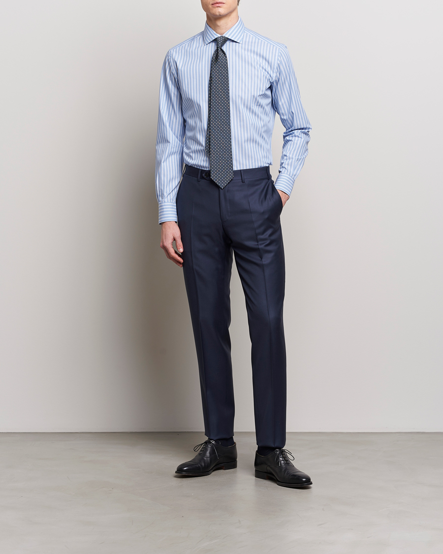 Herre |  | Brioni | Slim Fit Dress Shirt Blue Stripe