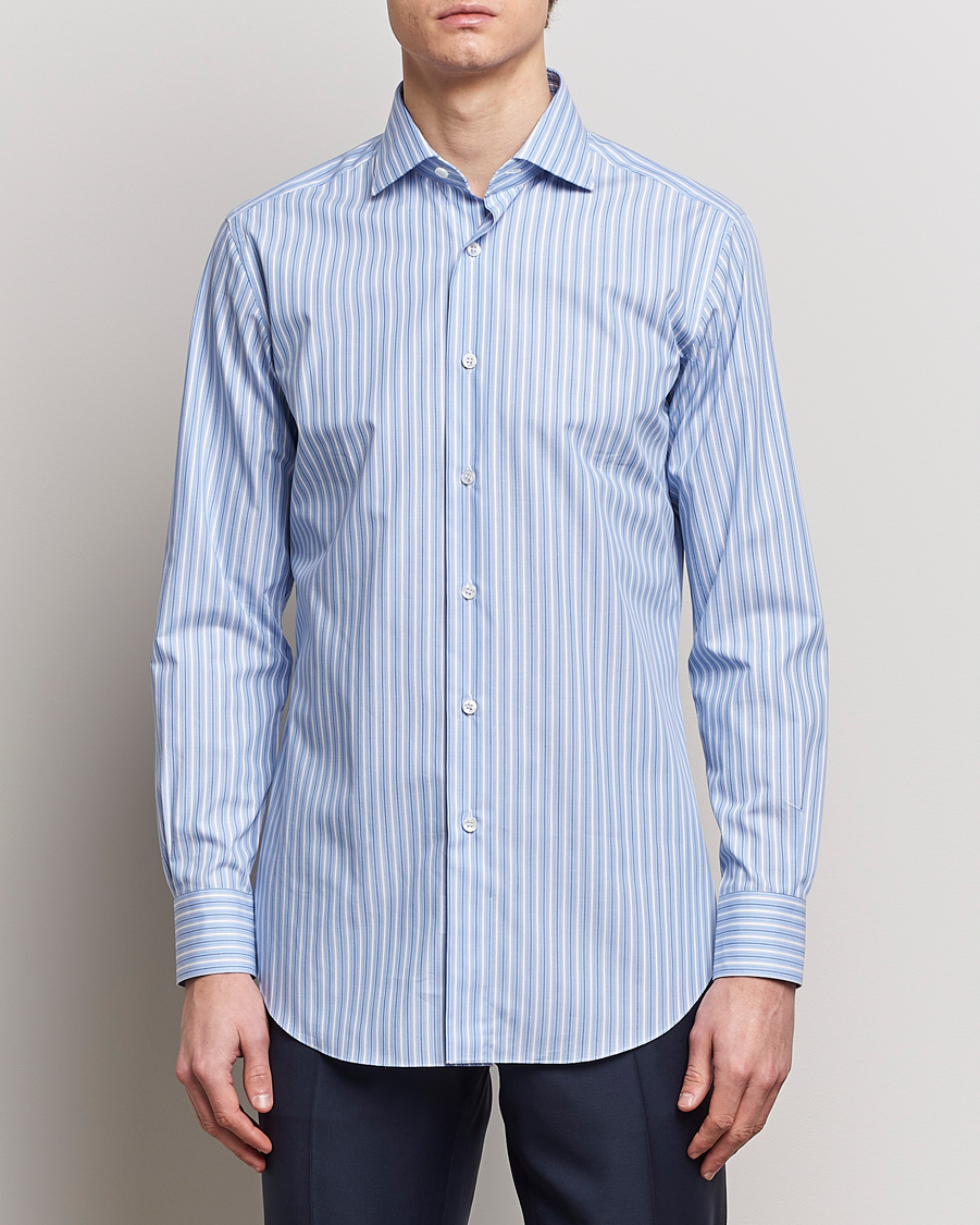 Herre |  | Brioni | Slim Fit Dress Shirt Blue Stripe