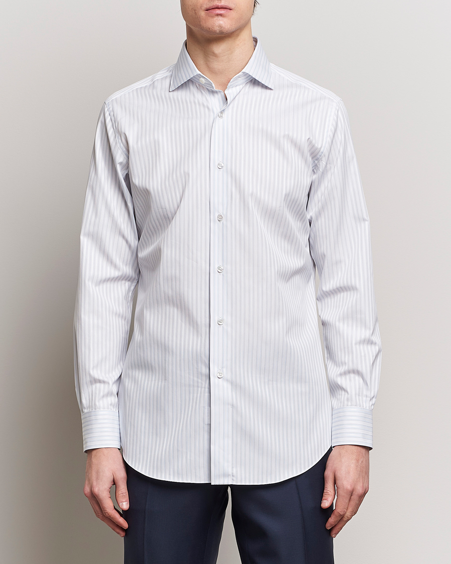 Herre | Tøj | Brioni | Slim Fit Dress Shirt Light Blue Stripe