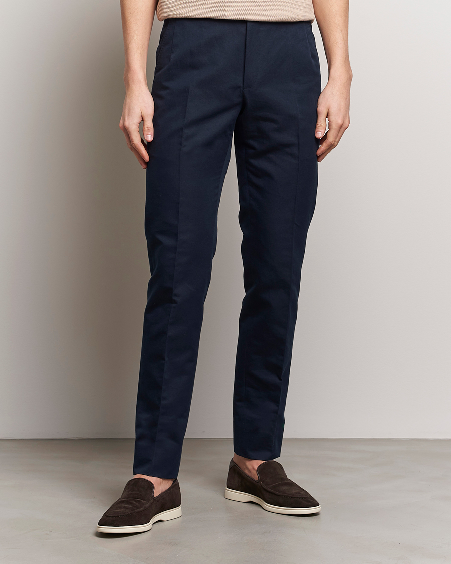 Herre | Luxury Brands | Brioni | Cotton/Linen Sport Trousers Navy