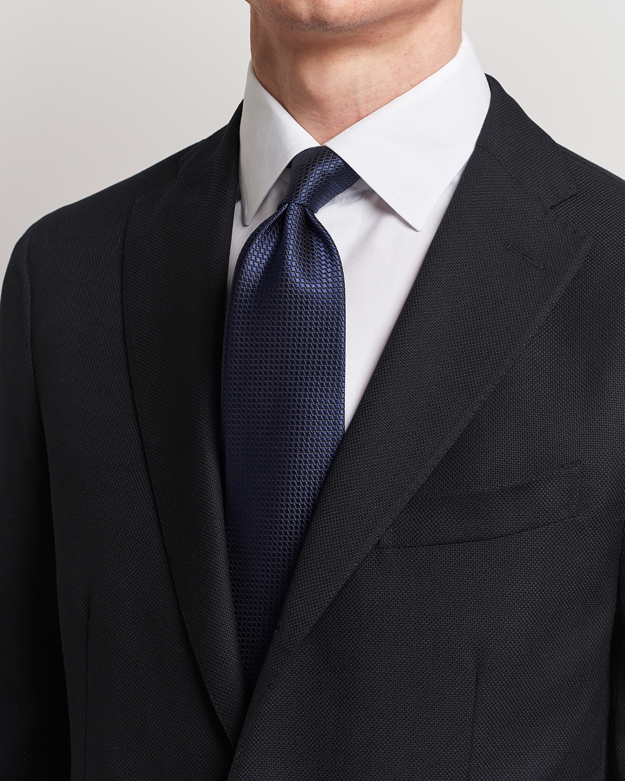 Herre |  | Brioni | Structured Silk Tie Navy