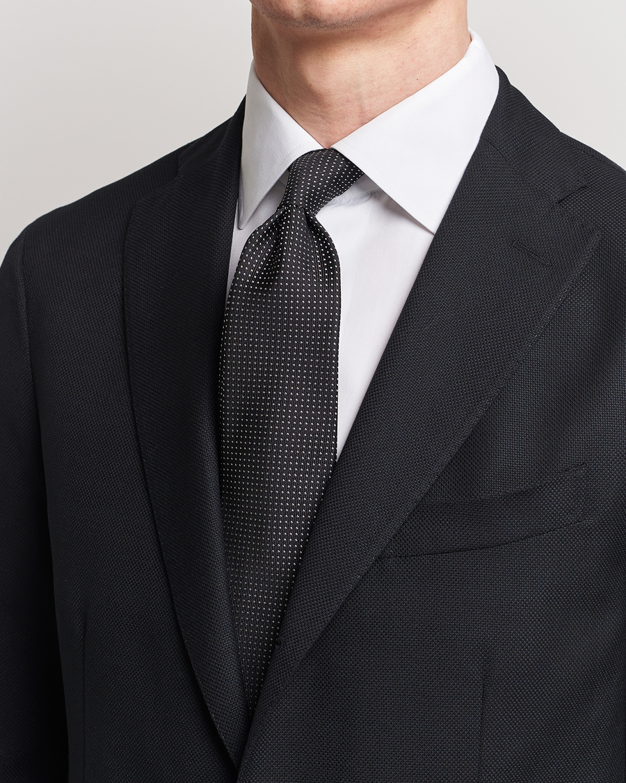 Herre | Italian Department | Brioni | Dotted Silk Tie Black