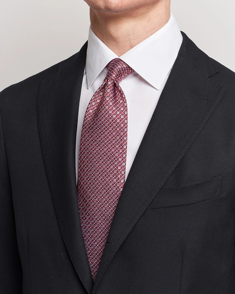 Men | Luxury Brands | Brioni | Structured Silk Tie Dark Red