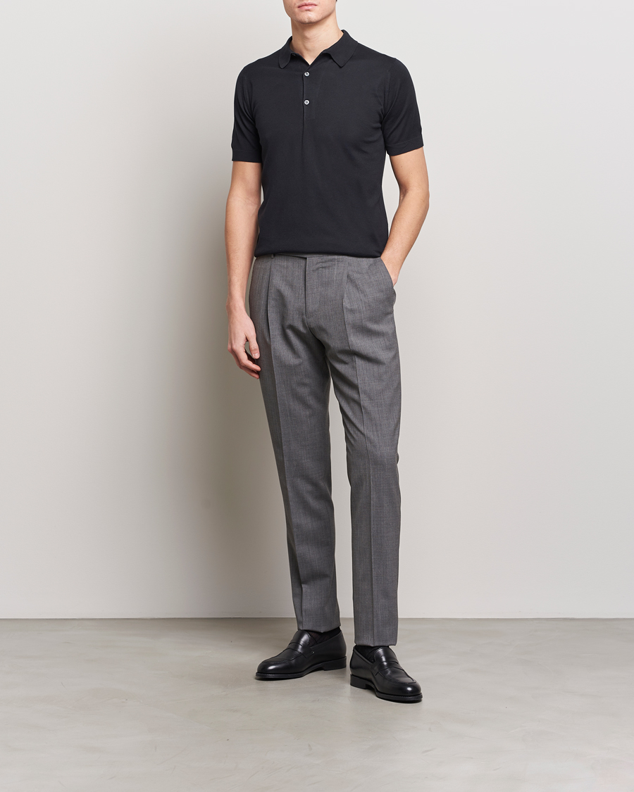 Herre | Polotrøjer | John Smedley | Adrian Slim Fit Sea Island Polo Black