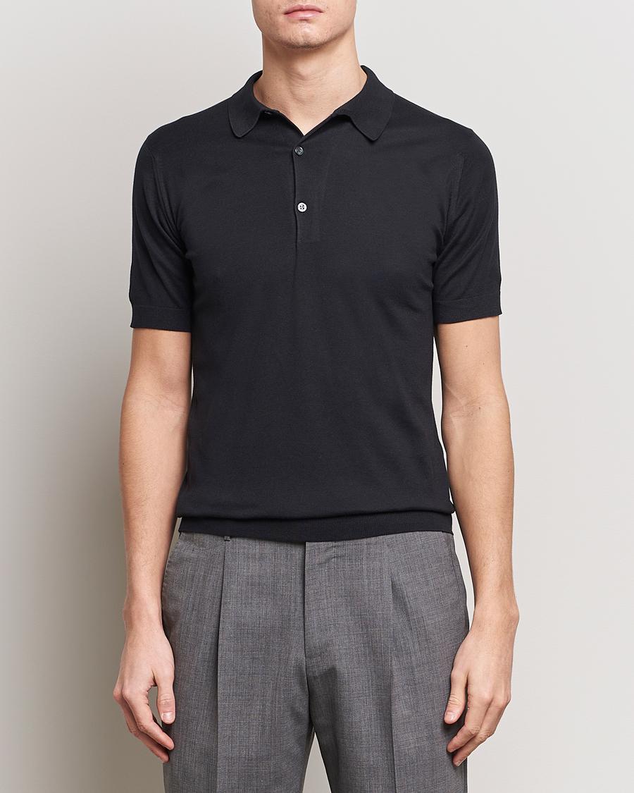 Herre |  | John Smedley | Adrian Slim Fit Sea Island Polo Black