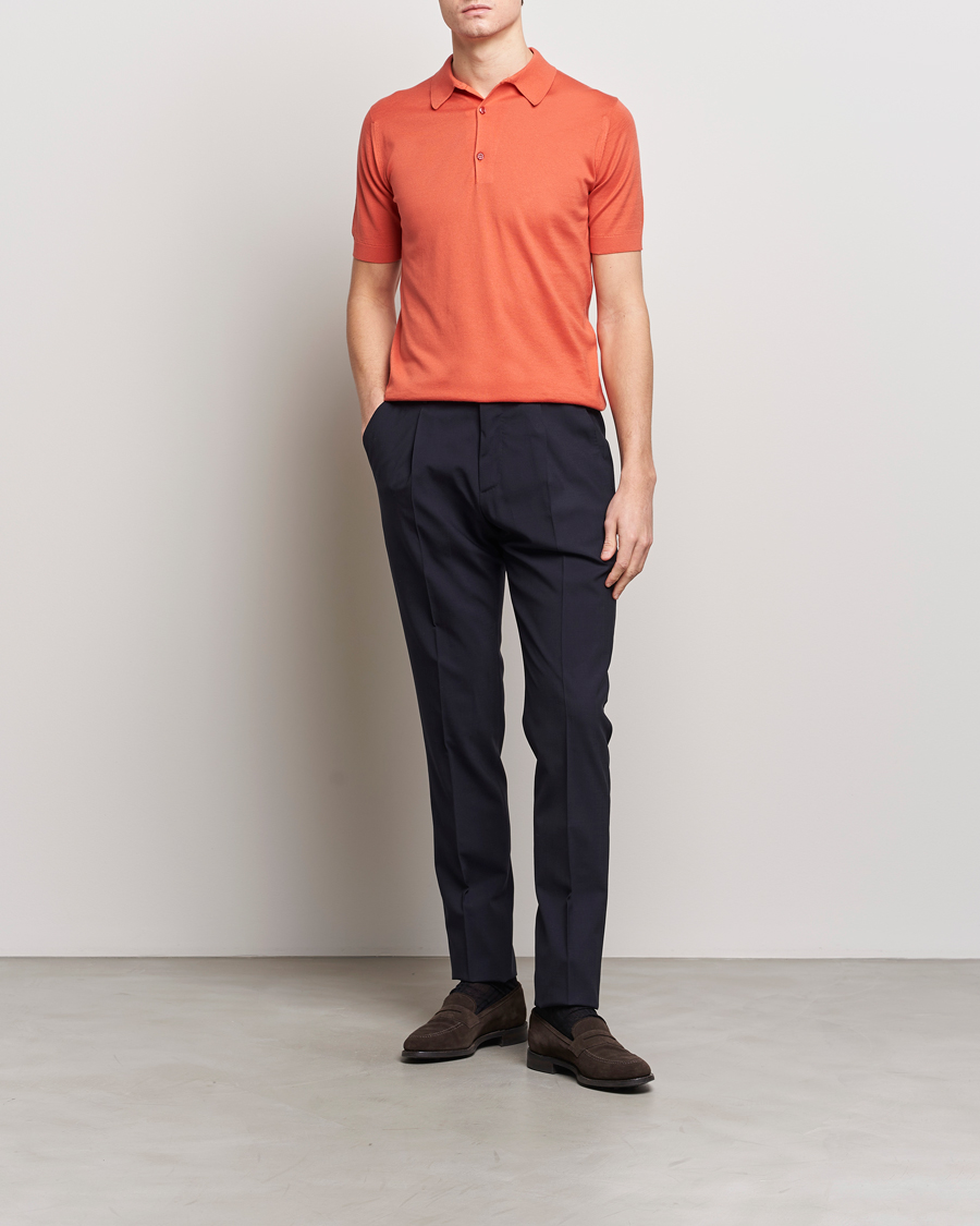 Herre | Polotrøjer | John Smedley | Adrian Slim Fit Sea Island Polo Sundown Orange