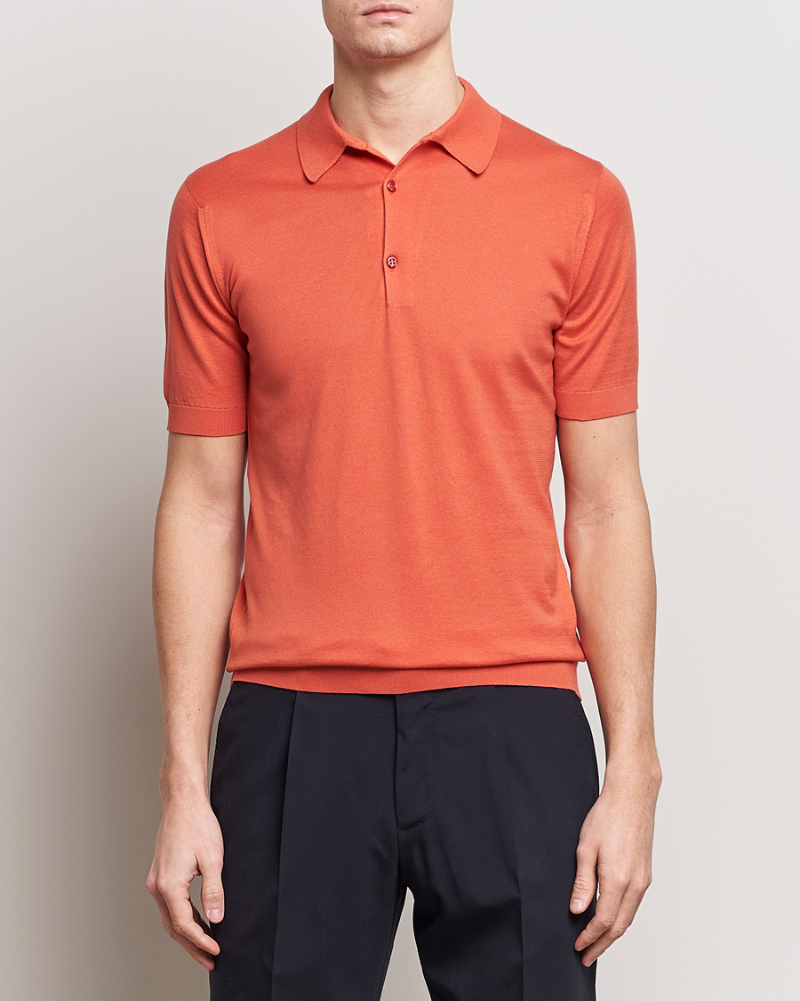 Herre | John Smedley | John Smedley | Adrian Slim Fit Sea Island Polo Sundown Orange