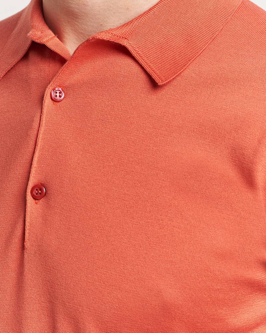 Herre | Polotrøjer | John Smedley | Adrian Slim Fit Sea Island Polo Sundown Orange