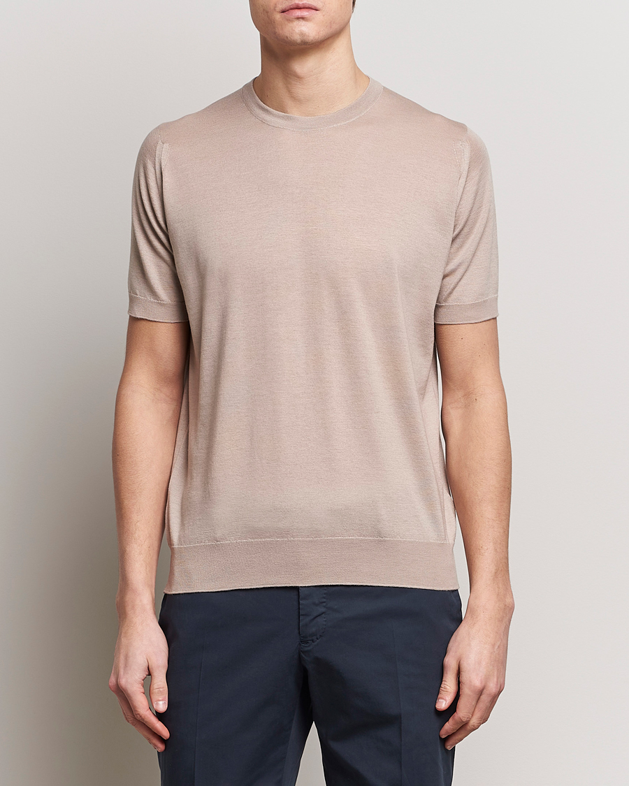 Herre |  | John Smedley | Hilcote Wool/Sea Island Cotton T-Shirt Oat