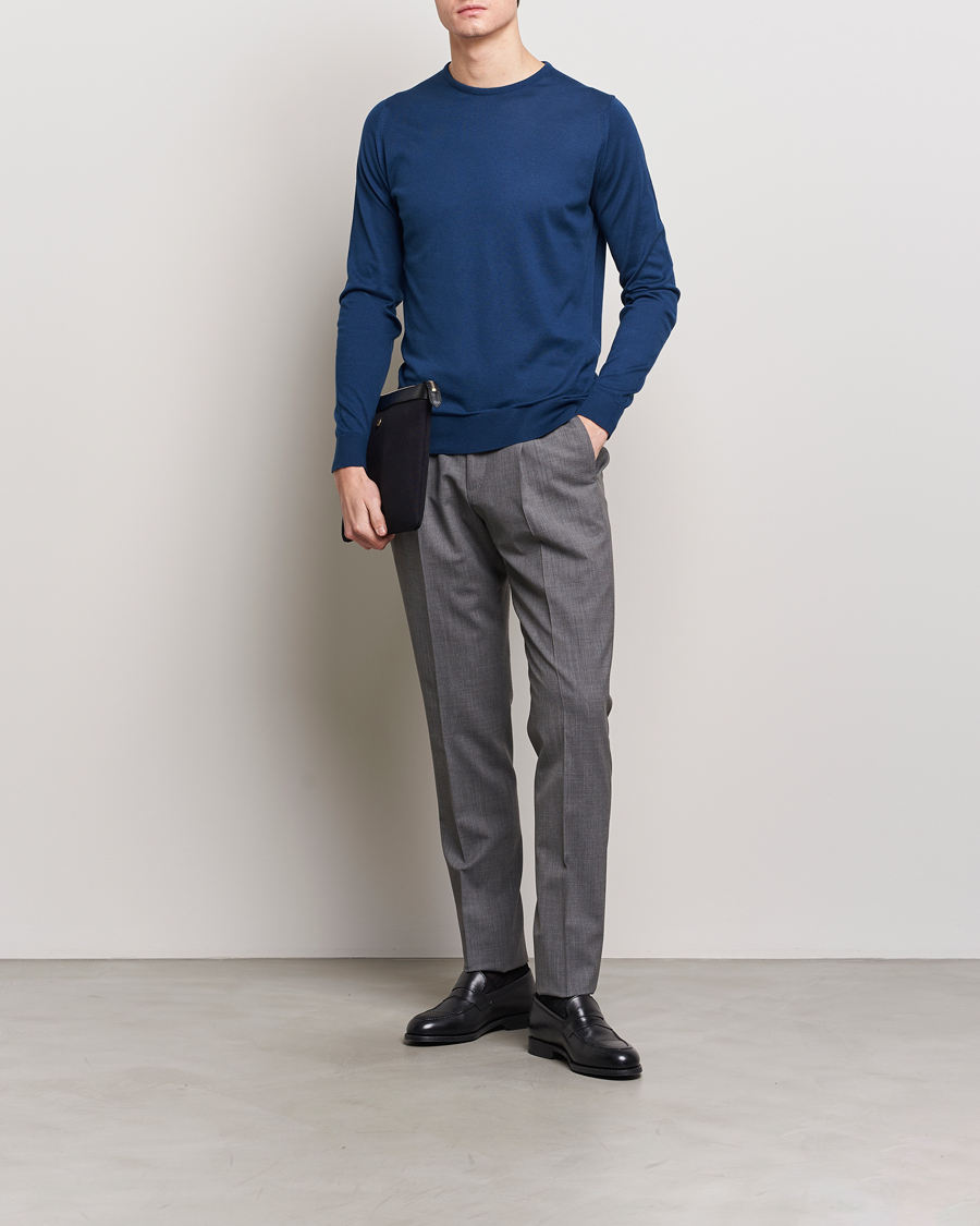 Herre | Trøjer | John Smedley | Hatfield Sea Island Crew Neck Indigo