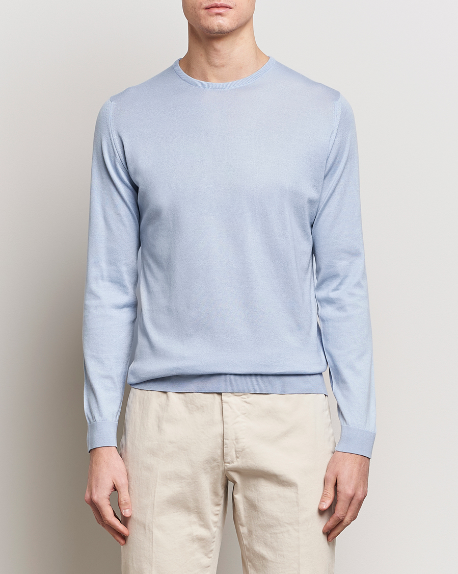 Herre | Tøj | John Smedley | Hatfield Sea Island Crew Neck Mirage Blue