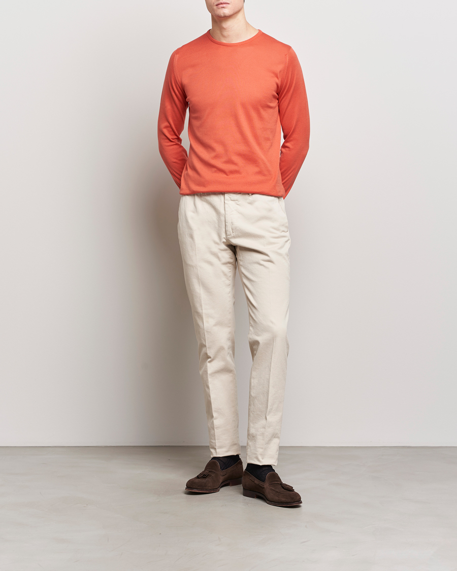 Herre | Trøjer | John Smedley | Hatfield Sea Island Crew Neck Sundown Orange