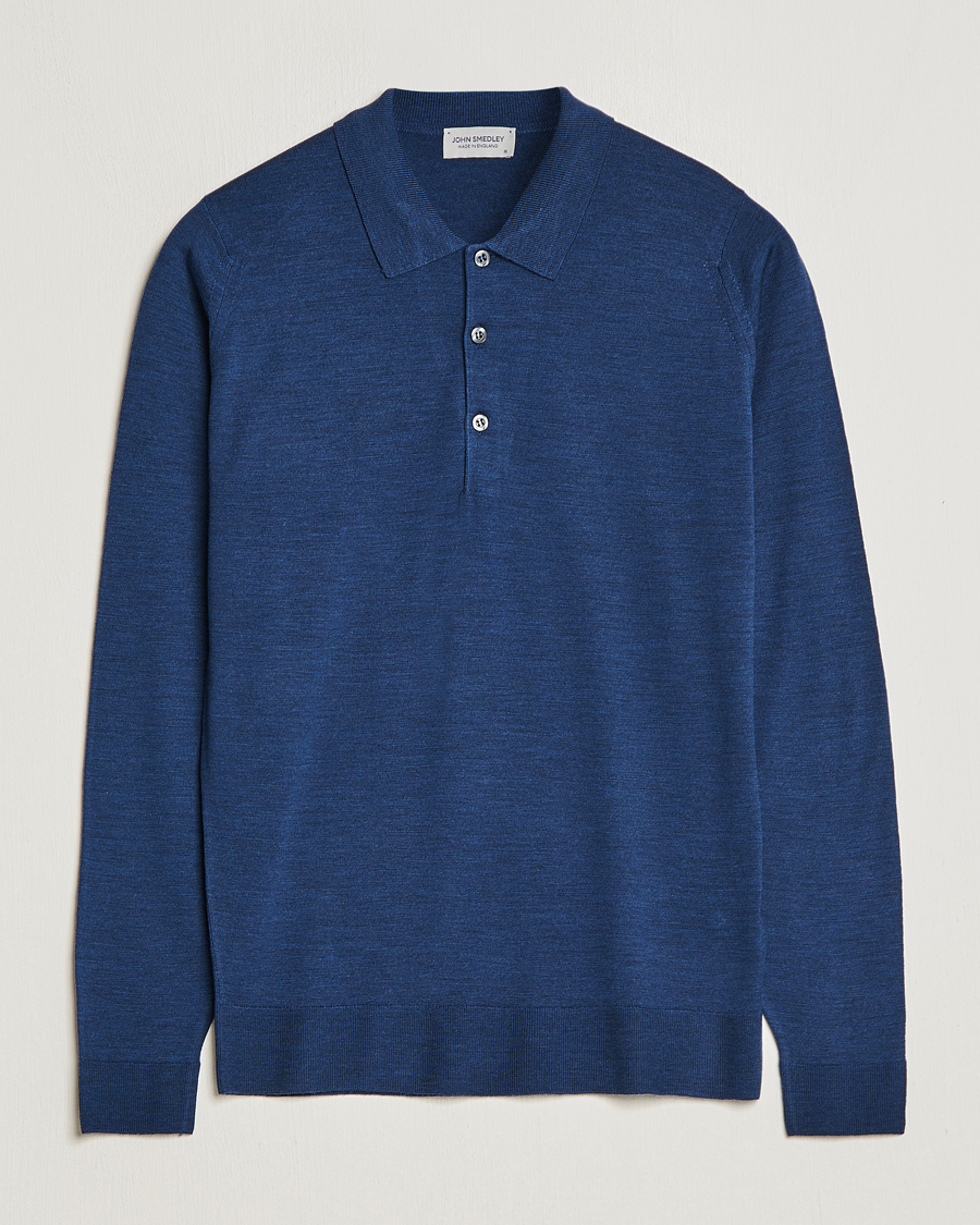 Herre | Trøjer | John Smedley | Belper Extra Fine Merino Polo Pullover Indigo