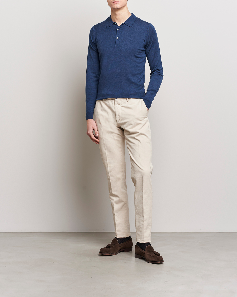 Herre | Trøjer | John Smedley | Belper Extra Fine Merino Polo Pullover Indigo