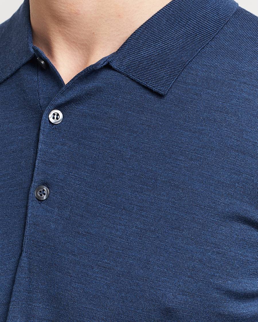 Herre | Trøjer | John Smedley | Belper Extra Fine Merino Polo Pullover Indigo