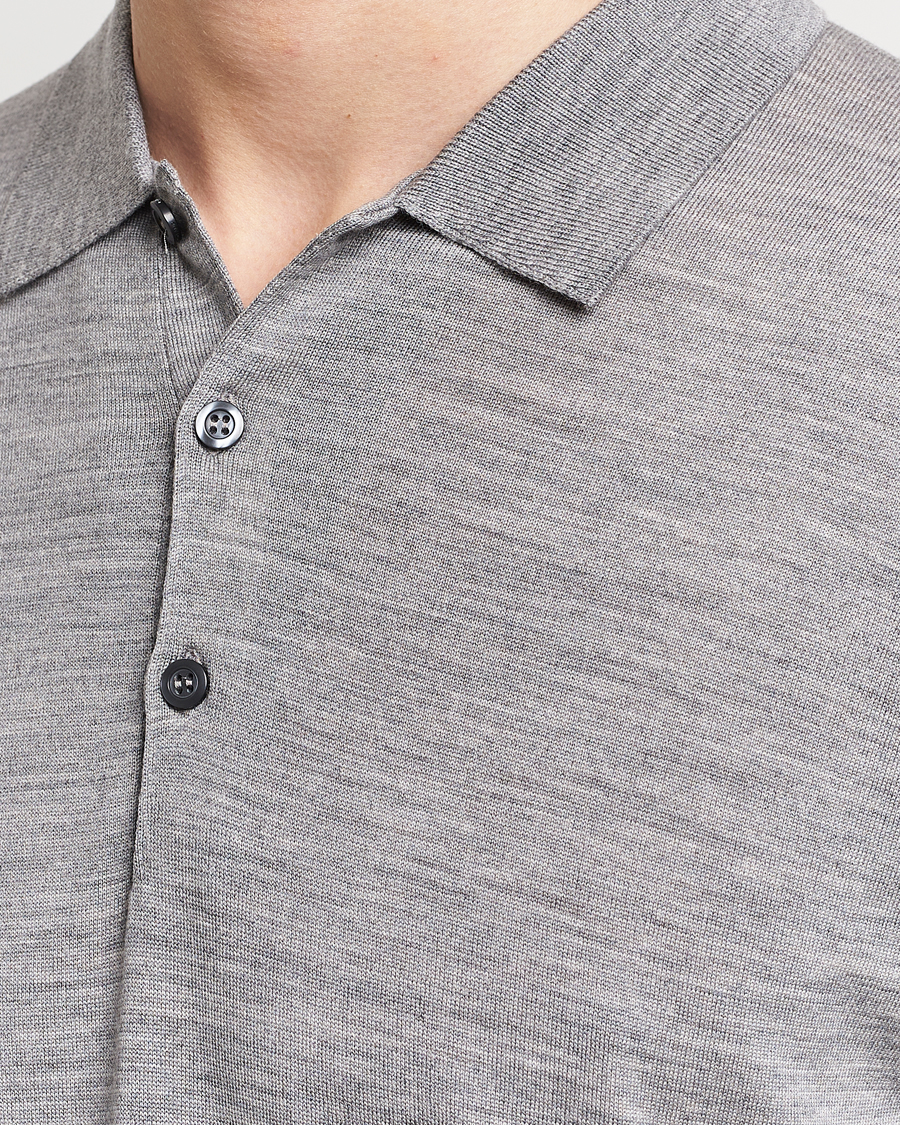 Herre | Trøjer | John Smedley | Belper Extra Fine Merino Polo Pullover Silver