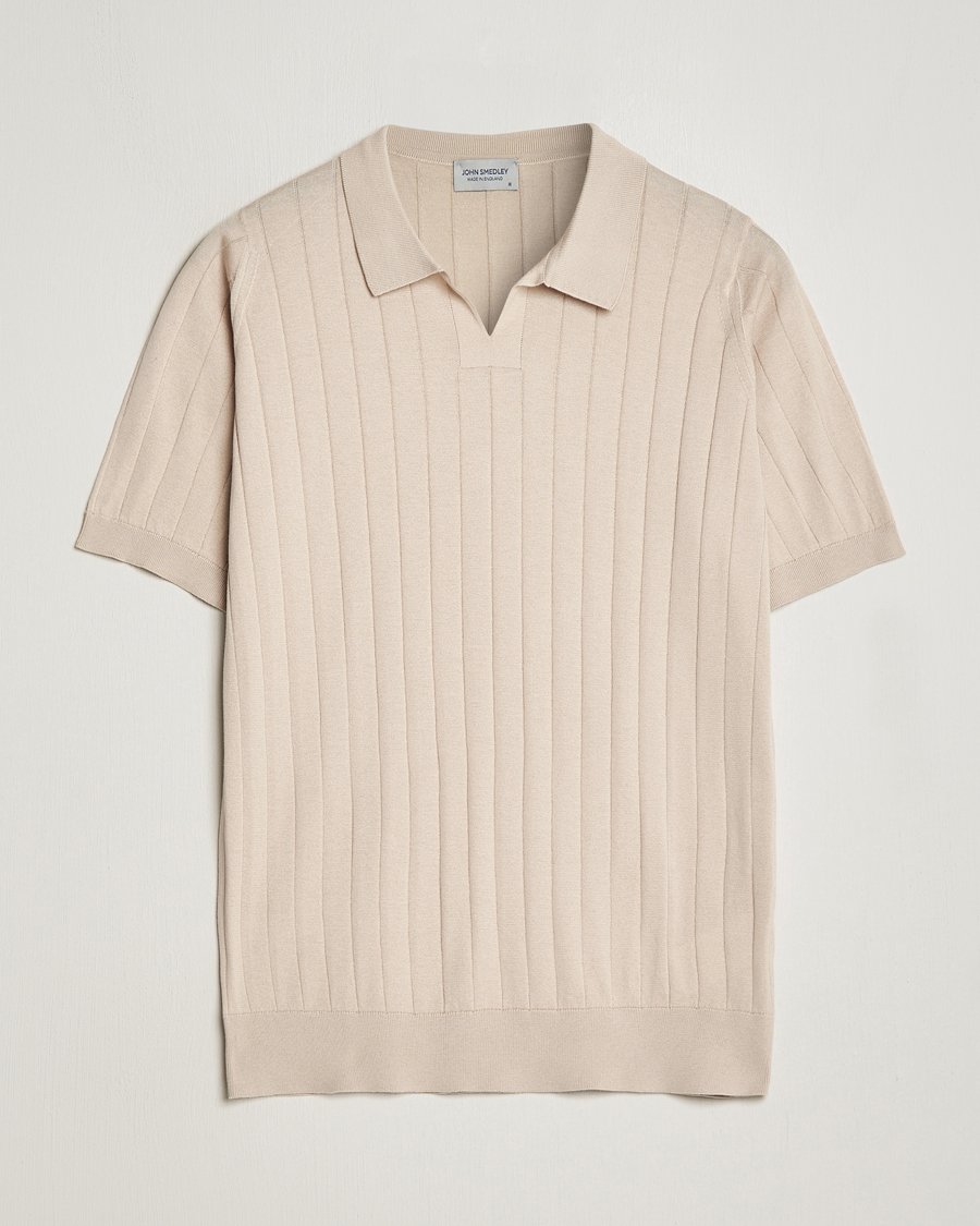 Herre | Polotrøjer | John Smedley | Roper Open Collar Sea Island Polo Almond