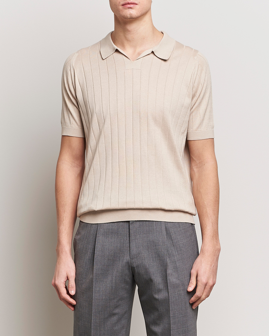 Herre | Afdelinger | John Smedley | Roper Open Collar Sea Island Polo Almond