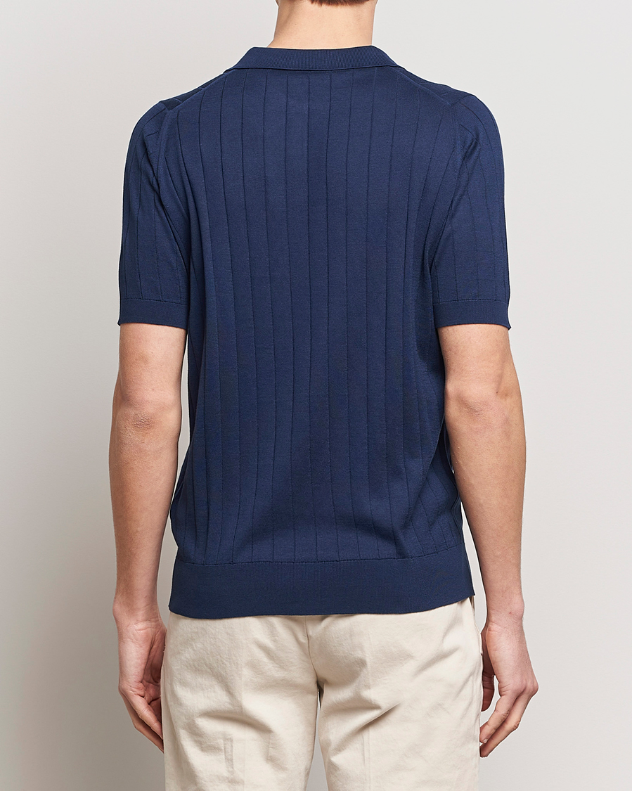 Herre | Polotrøjer | John Smedley | Roper Open Collar Sea Island Polo French Navy