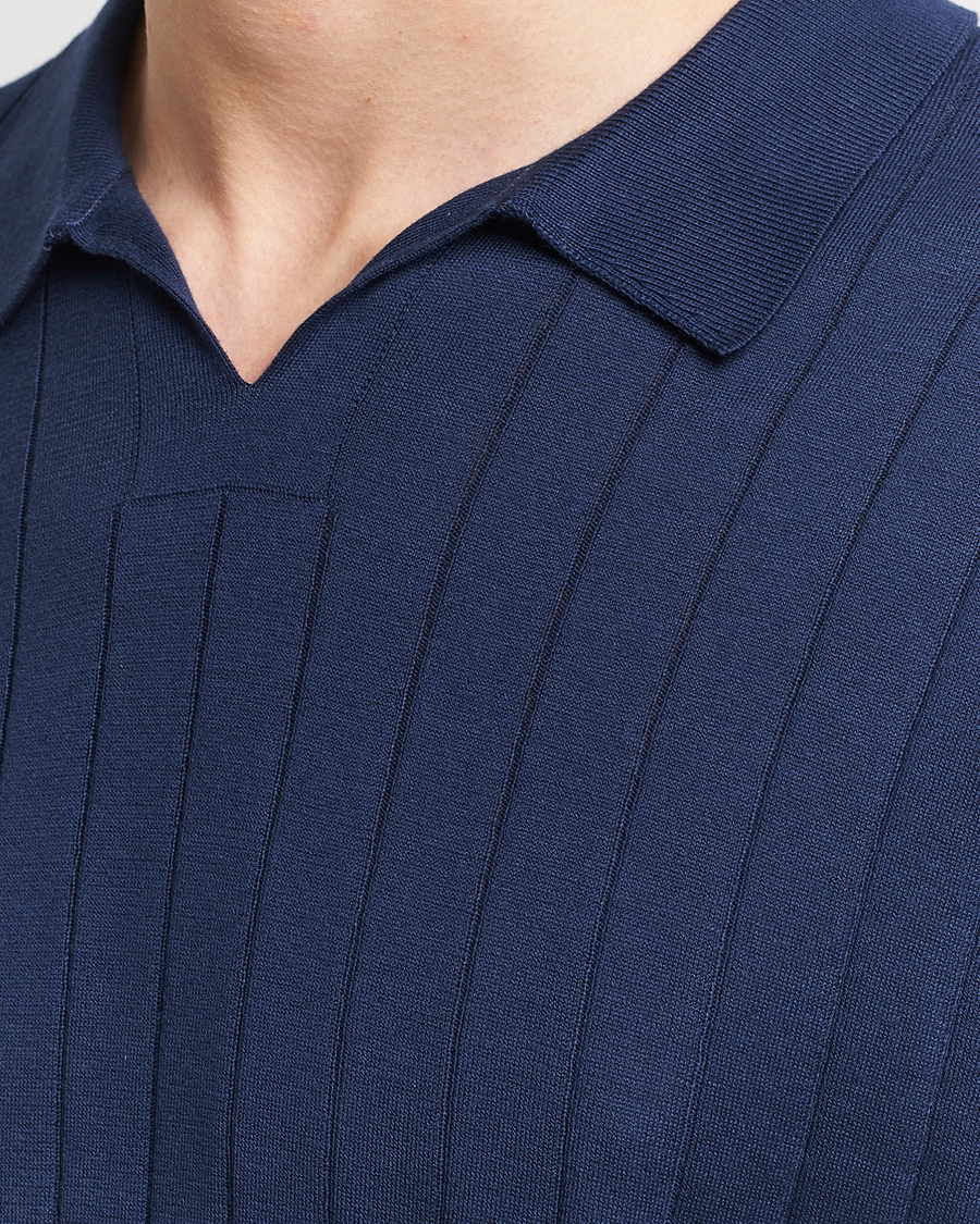 Herre | Polotrøjer | John Smedley | Roper Open Collar Sea Island Polo French Navy