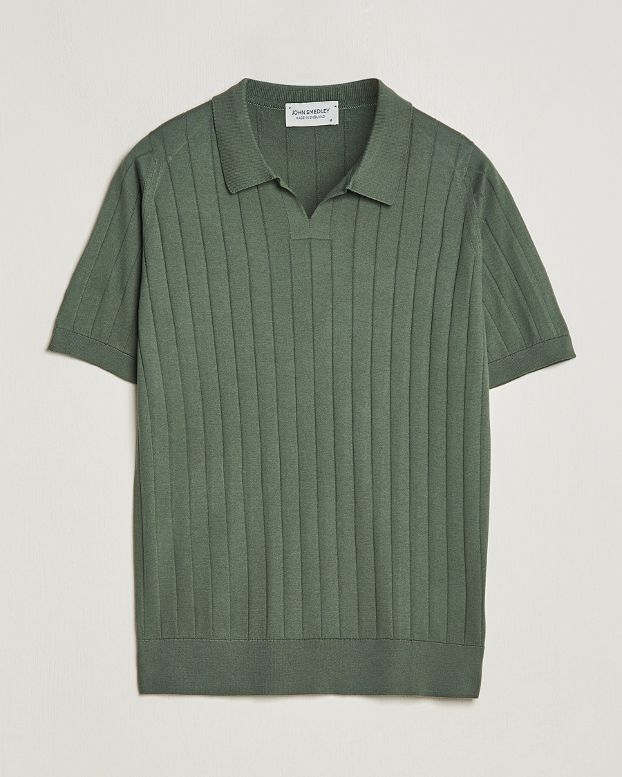 Herre | Polotrøjer | John Smedley | Roper Open Collar Sea Island Polo Palm Green