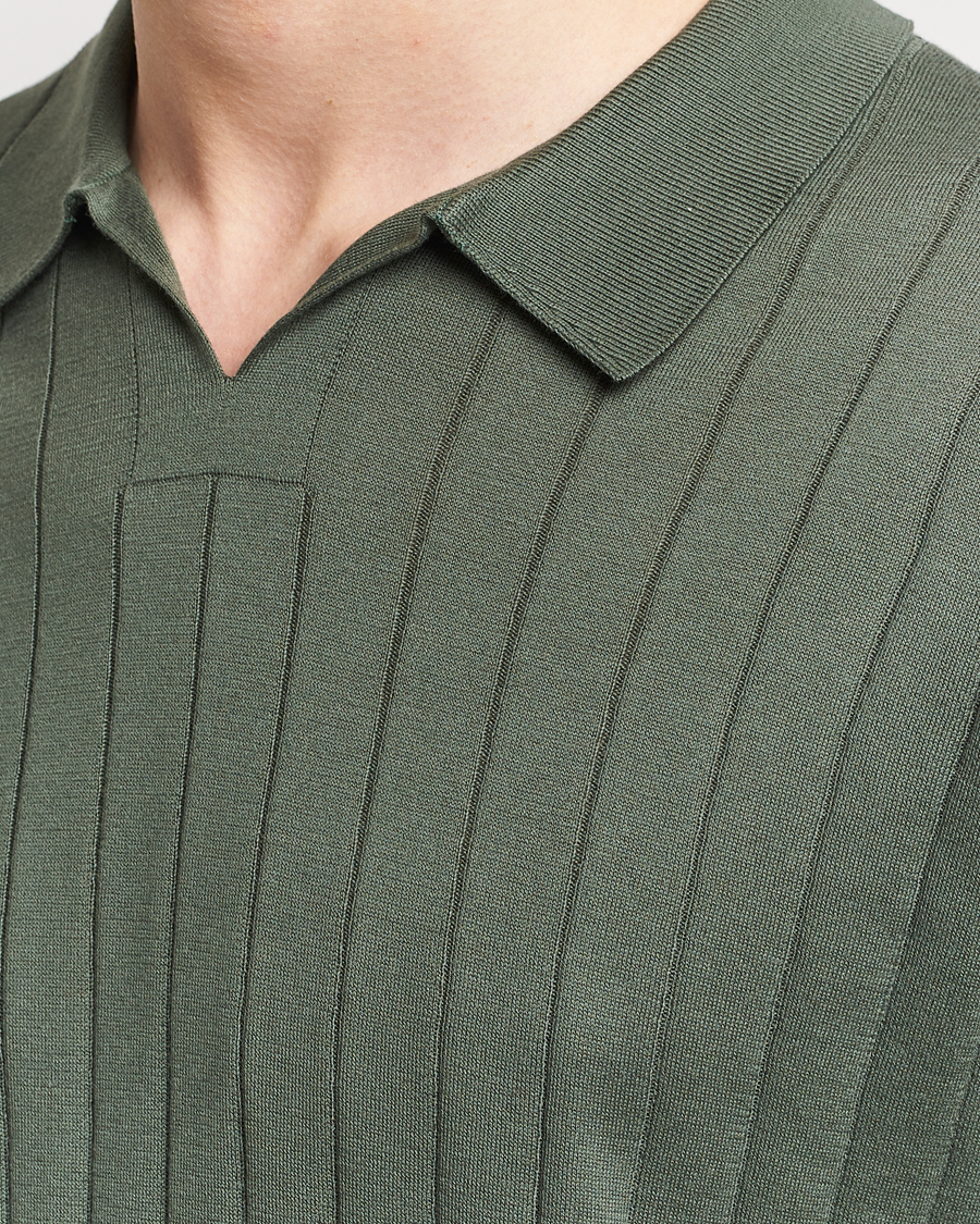 Herre | Polotrøjer | John Smedley | Roper Open Collar Sea Island Polo Palm Green
