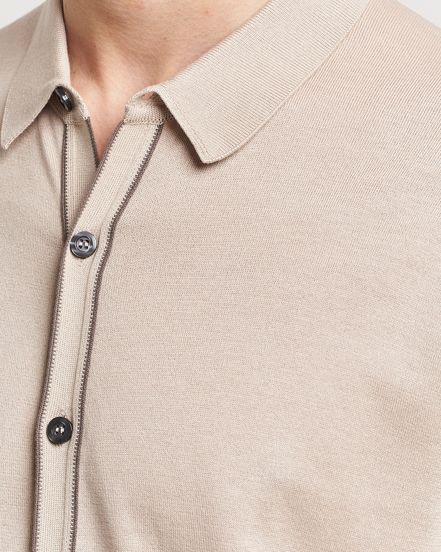 Herre | Trøjer | John Smedley | Shadow Tipped Sea Island Cotton Cardigan Almond