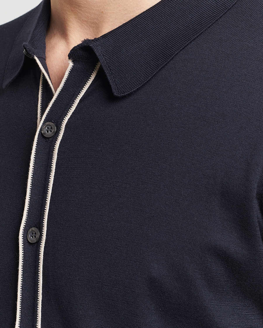 Herre | Trøjer | John Smedley | Shadow Tipped Sea Island Cotton Cardigan Navy