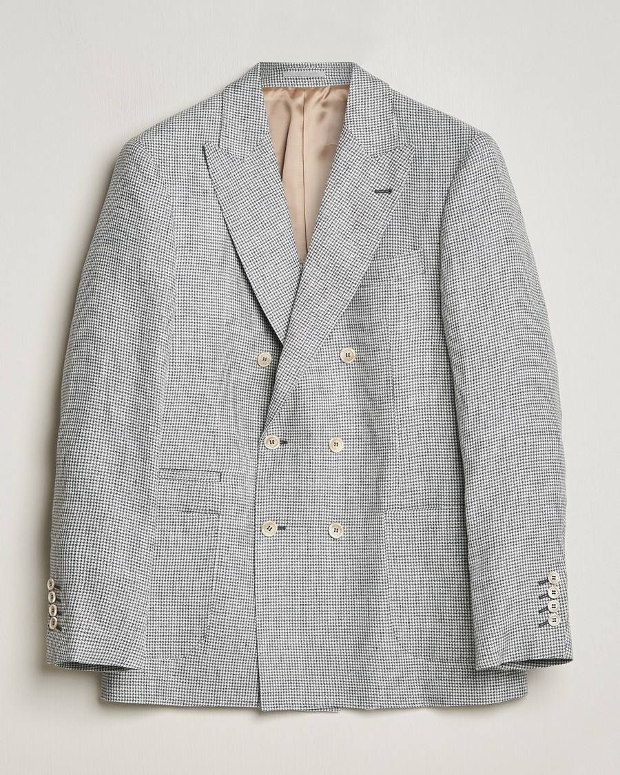 Herre | Blazere & jakker | Brunello Cucinelli | Double Breasted Houndstooth Blazer Light Grey