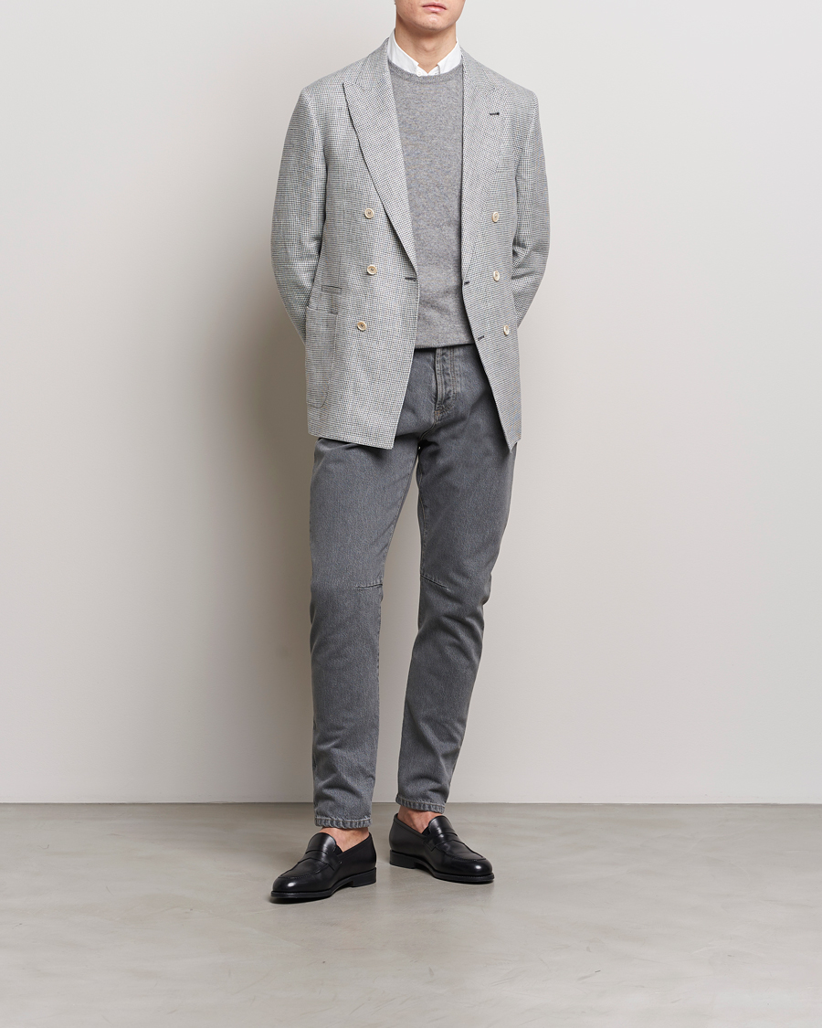 Herre | Blazere & jakker | Brunello Cucinelli | Double Breasted Houndstooth Blazer Light Grey