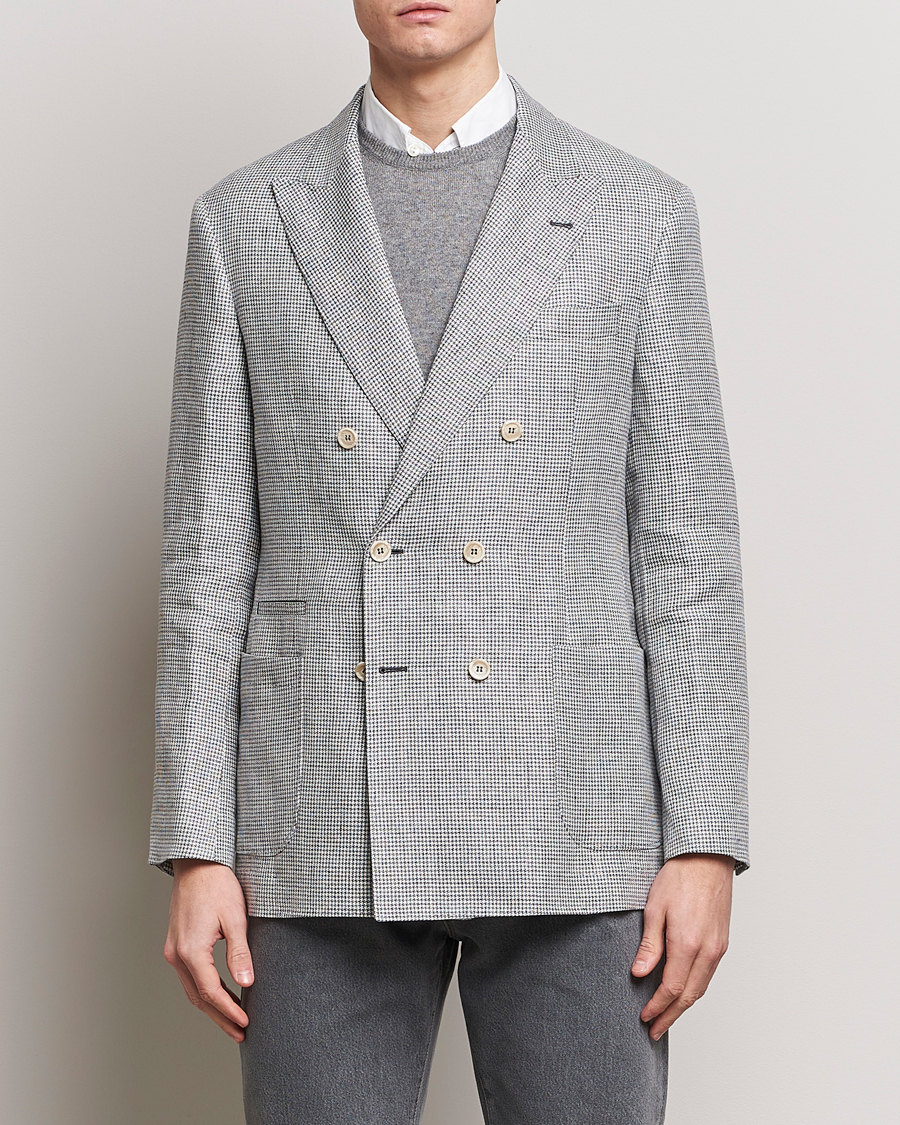 Herre | Afdelinger | Brunello Cucinelli | Double Breasted Houndstooth Blazer Light Grey