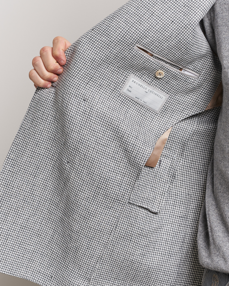Herre | Blazere & jakker | Brunello Cucinelli | Double Breasted Houndstooth Blazer Light Grey